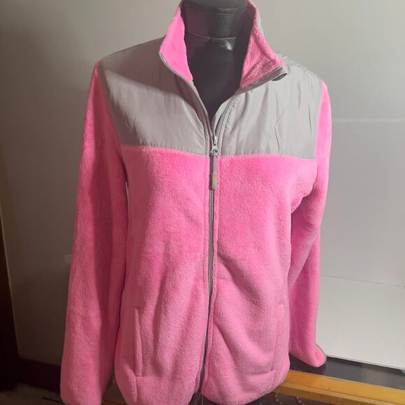 Danskin Now Pink & Gray Fuzzy Women's Jacket Coat with Side Pockets L/G 12-14 - Picture 10 of 12